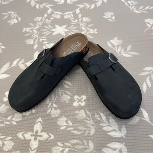 Muk Luks Black Women’s Slip-On Buckle Clogs